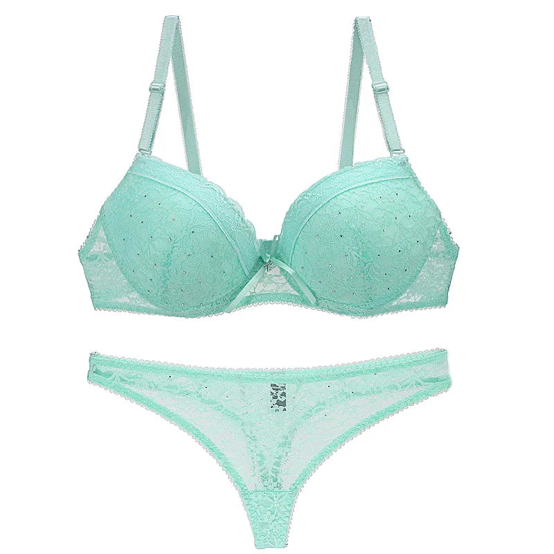 Dam Spets BH & Trosor Set – Push-Up Bygel Broderad Sexig Lingerie Plus Size, 6 Färger 75–95 B–E