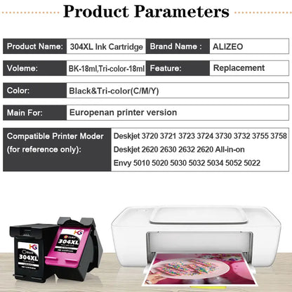 Blekkasset 304XL for HP 304 HP304 Deskjet 2600 3700 5000 Envy