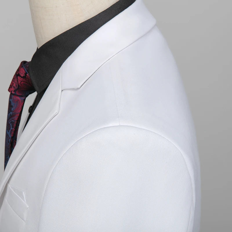 Kavaj Herr Slim Fit – Enfärgad V-ringad Blazer för Bröllop & Fest, Vår & Höst