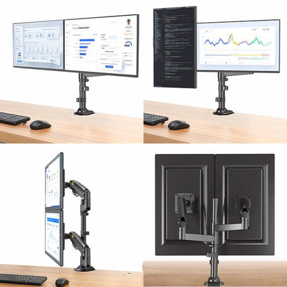 NB New H180 Full Motion 17'-27' Double Monitor Holder Gas Spring Arm LCD Mount Ergonomic Dual Arm Clamp Bracket 2-9kgs Each