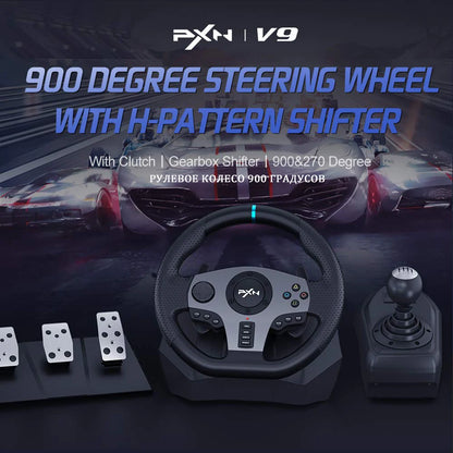 PXN V9 Gen2/V9 Gaming Steering Wheel 270°/900° Racing Simulator for PS4,PS3,PC Windows 7/8/10/11,Xbox One,Xbox Series X/S