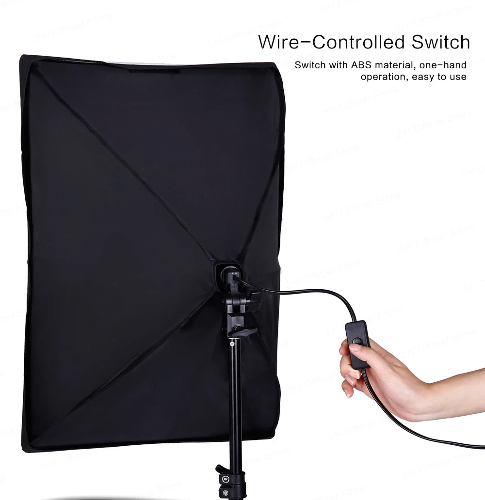 SH 1pc-3Pcs Photography 50x70CM Softbox Lighting Kits Professional Light System With E27 Photographic Bulbs Photo Studio