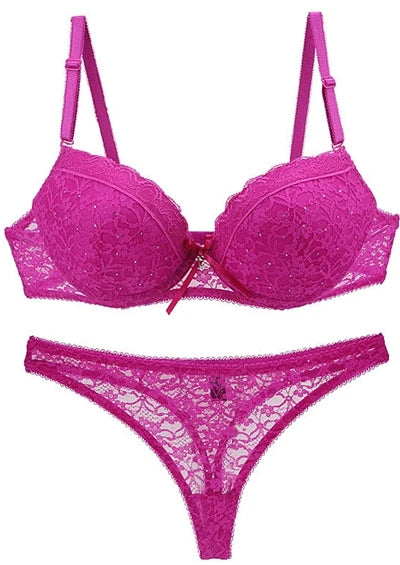 Dam Spets BH & Trosor Set – Push-Up Bygel Broderad Sexig Lingerie Plus Size, 6 Färger 75–95 B–E