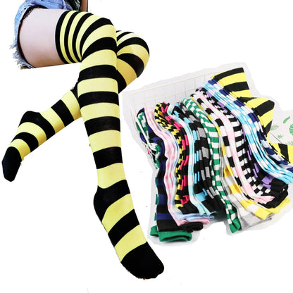 Shengyuzi randiga overknee-strumpor dam – cirka 60 cm, One Size