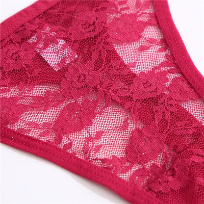 Women Lace Panties Thongs Girls M-XL Intimates Lingerie Female Low Rise G-String Transparent Underwear Hollow Out T-Back Bikini