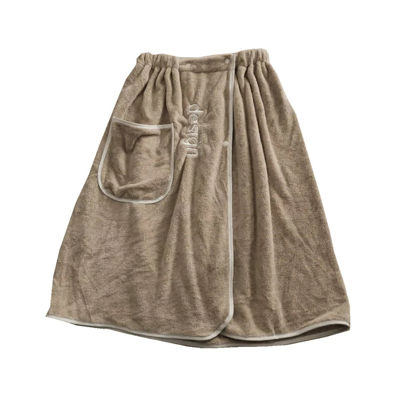 Men'S Coral Fleece Bath Skirt Is Anti-Empty And Can Wear Bath Towels For Soft And Absorbent Swimming And Bathing Bathrobe