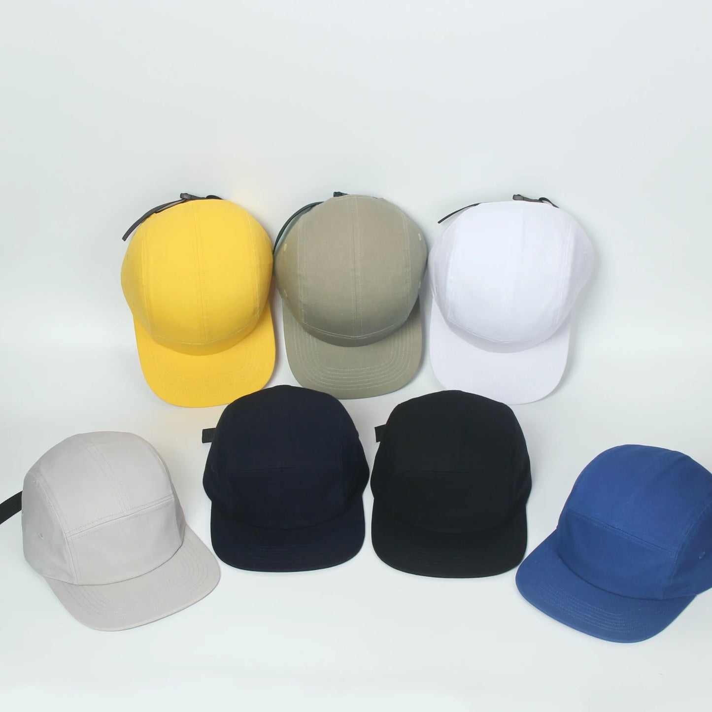 DongKing 5 Panel Cap Short Brim Hat Flat Bill Cotton Blank Camping Hats Solid Colors Low Crown Classic Adjustable