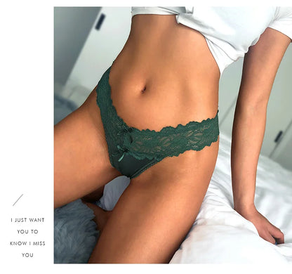 Meet'r Dam Spets G-String Thong – Låg Midja Broderi Andningsbar Lingerie, 4 Färger S–XL