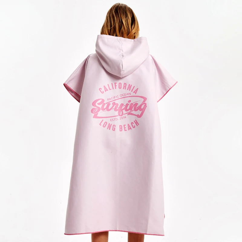 HOTMANGO Microfiber Poncho Towel Surf Beach Wetsuit Changing Towel Bath Robe with Hood,Watersports Activities,Adults Men Women