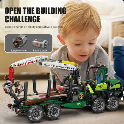 MOULD KING 19006 Teknisk Byggkloss App-Styrd Pneumatisk Skogsmaskin Lastbil MOC-32456 Modell