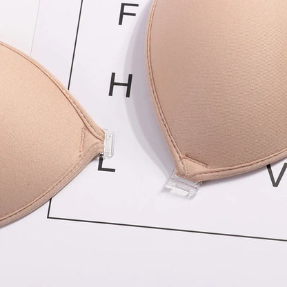 1/2Pcs Sexy Women Invisible Push Up Bras Reusable Adhesive Self-Adhesive Silicone Front Closure Sticky Bra Black Skin Strapless