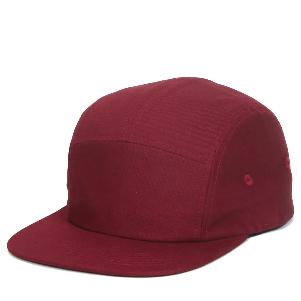DongKing 5 Panel Cap Short Brim Hat Flat Bill Cotton Blank Camping Hats Solid Colors Low Crown Classic Adjustable