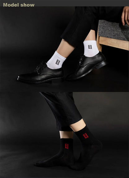 20Pcs=10Pairs High Quality Men Socks Cotton Breathable Sweat-Absorbent Middle Tuble Black Socks Deodorant Business Men Gift Sock