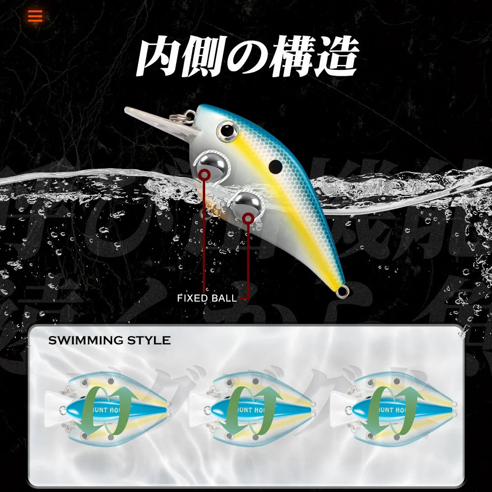 Hunthouse Fishing Hard Lures Crank Lure Floating 65mm/16.5g KVD 2.5 Squarebill Crankbait Wobblers Swimbait For Bass Pike Trout