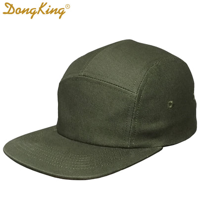 DongKing 5 Panel Cap Short Brim Hat Flat Bill Cotton Blank Camping Hats Solid Colors Low Crown Classic Adjustable