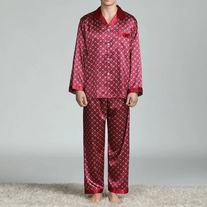 Herr Pyjamas Satinsiden – Lyxigt 2-delat Loungewear Set, 6 Motiv L–XXXL