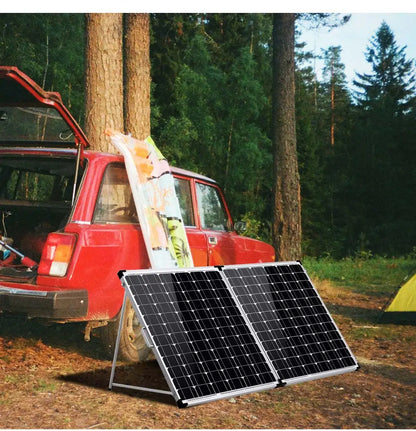DOKIO Vikbar Solpanel 100W/160W/200W – Monokristallin 18V PWM-regulator Portabel Camping Husbil Båt EU-lager CE