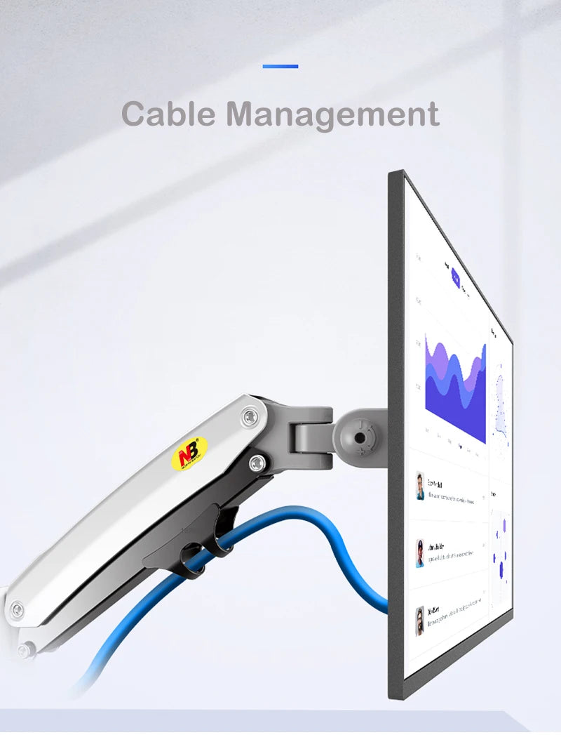 NB New H180 Full Motion 17'-27' Double Monitor Holder Gas Spring Arm LCD Mount Ergonomic Dual Arm Clamp Bracket 2-9kgs Each