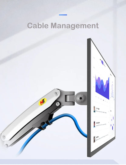 NB New H180 Full Motion 17'-27' Double Monitor Holder Gas Spring Arm LCD Mount Ergonomic Dual Arm Clamp Bracket 2-9kgs Each