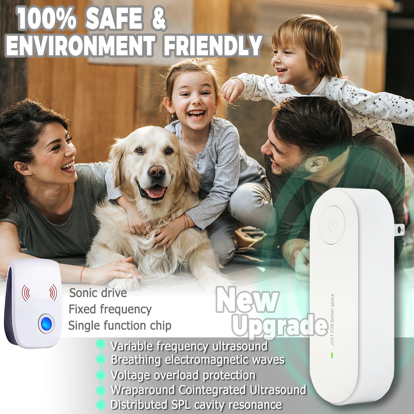 New Zai Xiao Ultrasonic Insect Repellent Electronic Mosquito Repellent Mice Spider Cockroach Portable Insecticide Pest Control
