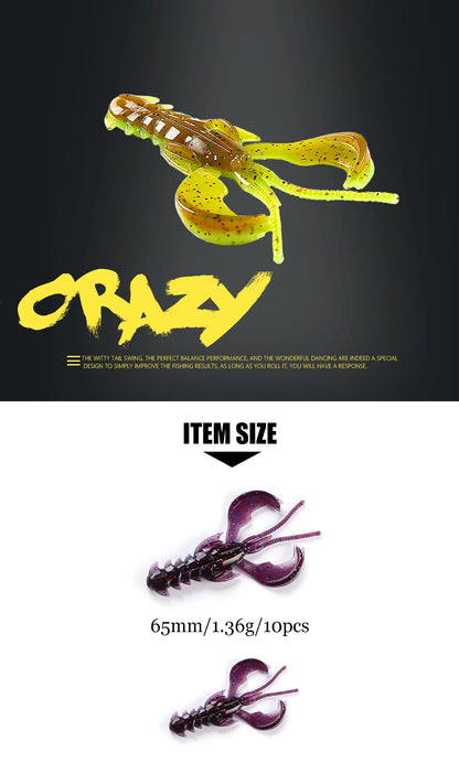 Supercontinent Crazy Lures 65mm/10pcs 40mm/20pcs Soft Lure Fishing Lures Shrimp Lobster Soft Plastic Lure Fishing Lures