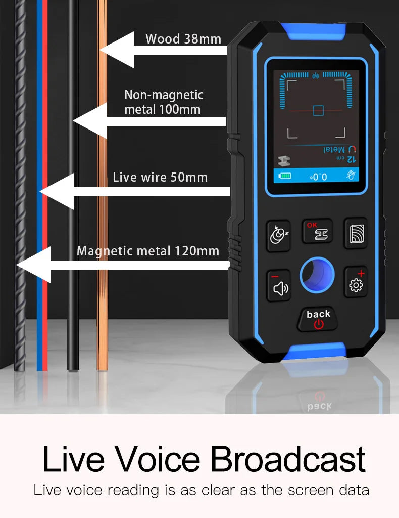NOYAFA NF-518 Metal Detector Backlit Black AC Wood Stud Finder Cable Wires Depth Tracker Undeground Wall Scanner LCD HD Display