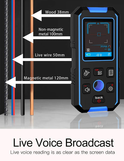 NOYAFA NF-518 Metal Detector Backlit Black AC Wood Stud Finder Cable Wires Depth Tracker Undeground Wall Scanner LCD HD Display