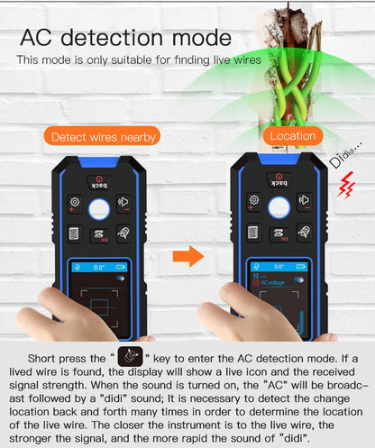 NOYAFA NF-518 Metal Detector Backlit Black AC Wood Stud Finder Cable Wires Depth Tracker Undeground Wall Scanner LCD HD Display