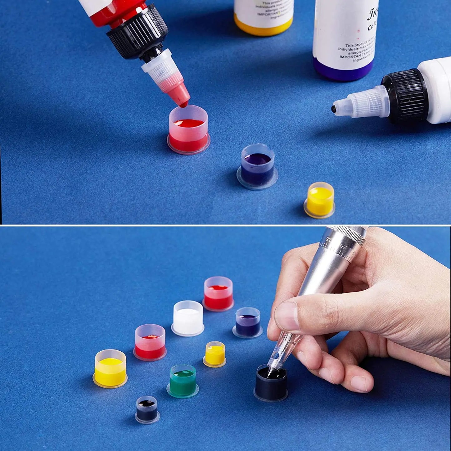300/100PCS Disposable Tattoo Ink Cups with Base S/M/L Mixed Permanent Makeup Pigment Holder Caps Tattoo Accessories