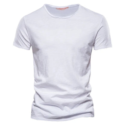 AIOPESON100% Cotton Men T-shirt V-neck Fashion Design Slim Fit Soild T-shirts Male Tops Tees Short Sleeve T Shirt O-neck For Men