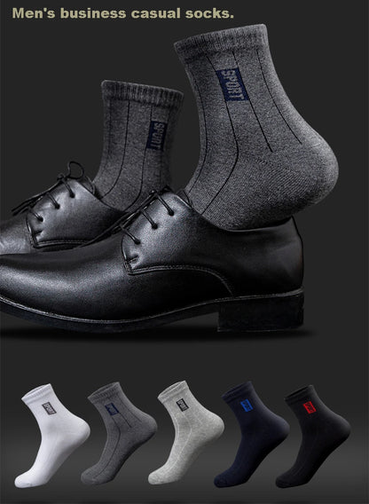 20Pcs=10Pairs High Quality Men Socks Cotton Breathable Sweat-Absorbent Middle Tuble Black Socks Deodorant Business Men Gift Sock