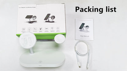 TIMESS 3-i-1 trådlös laddstation för iPhone, Apple Watch och AirPods
