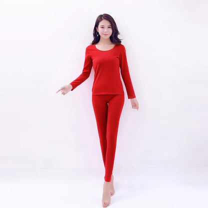 Women's Thermal Underwear Plus Size Woman Winter Autumn Warm Clothes Sleepwear Elastic Sets Seamless Long Johns Top & Bottom Set