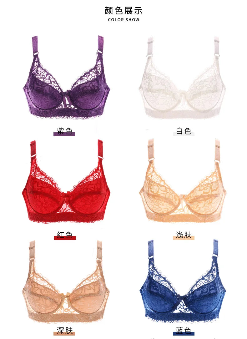 Hot Full cup thin underwear small bra plus size wireless adjustable lace Women's bra breast cover B C D cup Large size Lace Bras