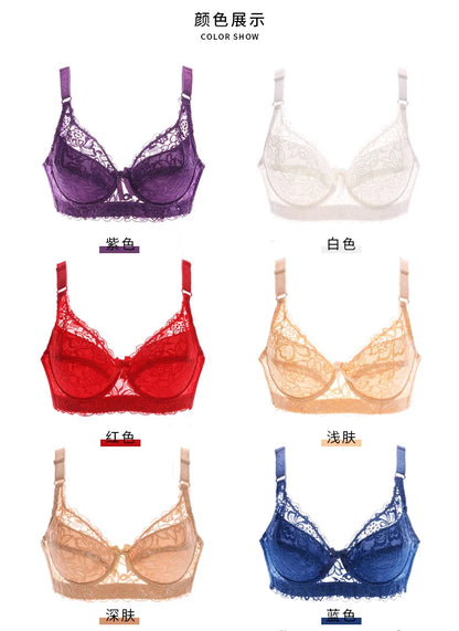 Hot Full cup thin underwear small bra plus size wireless adjustable lace Women's bra breast cover B C D cup Large size Lace Bras