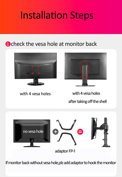 NB New H180 Full Motion 17'-27' Double Monitor Holder Gas Spring Arm LCD Mount Ergonomic Dual Arm Clamp Bracket 2-9kgs Each