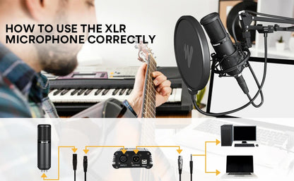 MAONO PM320S XLR Condenser Microphone Kit Professional Cardioid Vocal Studio Recording Mic for Streaming Voice Over Home-Studio