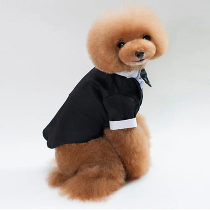 Dog Suit with Bow Tie Pet Tuxedo for Small Dogs Cats Formal Cat Clothes Puppy Outfits Pet Costume for Wedding Birthday Halloween