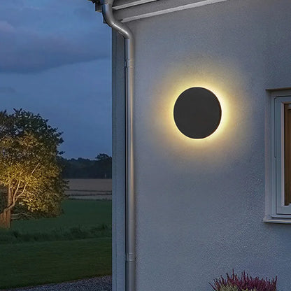 Modern LED Vägglampa Utomhus – IP65, Svart Aluminium, Rund/Fyrkantig, 12W, Varmvit/Neutral/Kallvit, Ø15/18cm