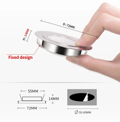 Ultratunn LED Downlight IP65 – 3W, DC 12V/24V, Varmvit/Neutralvit/Kallvit, Svart/Vit/Silver/Rostfritt, Husbil & Badrum