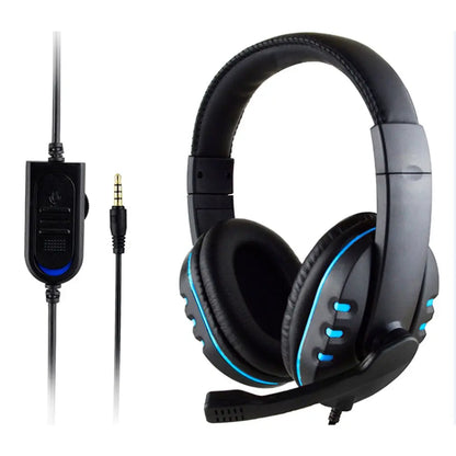 Gaming Headset 3,5mm Over-Ear – HD-mikrofon Omnidirektionell Stereo PS4 PC Smartphone 210x190x90mm Blå Röd
