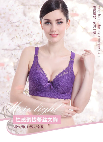 Hot Full cup thin underwear small bra plus size wireless adjustable lace Women's bra breast cover B C D cup Large size Lace Bras