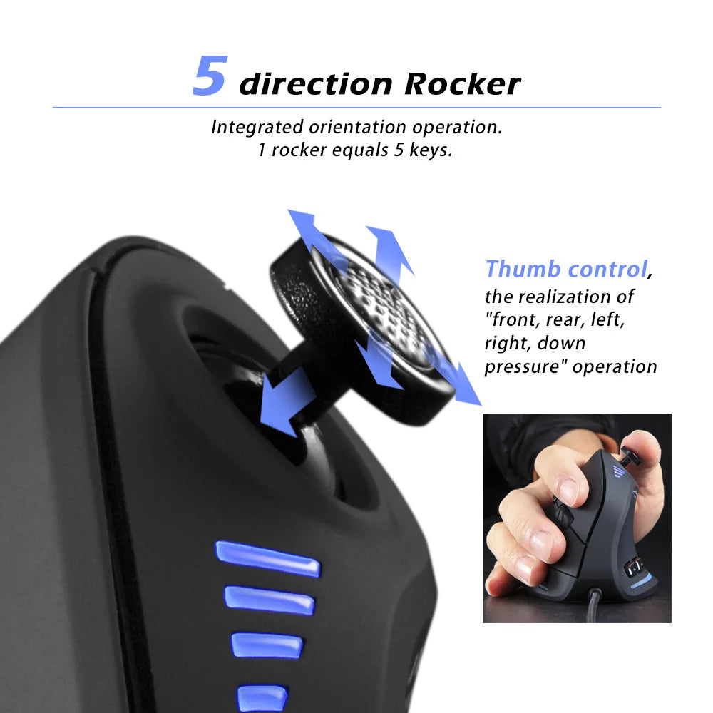 ZELOTES C18 Wired Mouse Vertical Ergonomic Mouse RGB Joysticks Programmable Laser Gaming Mice 10000 DPI For PC Computer Gamer