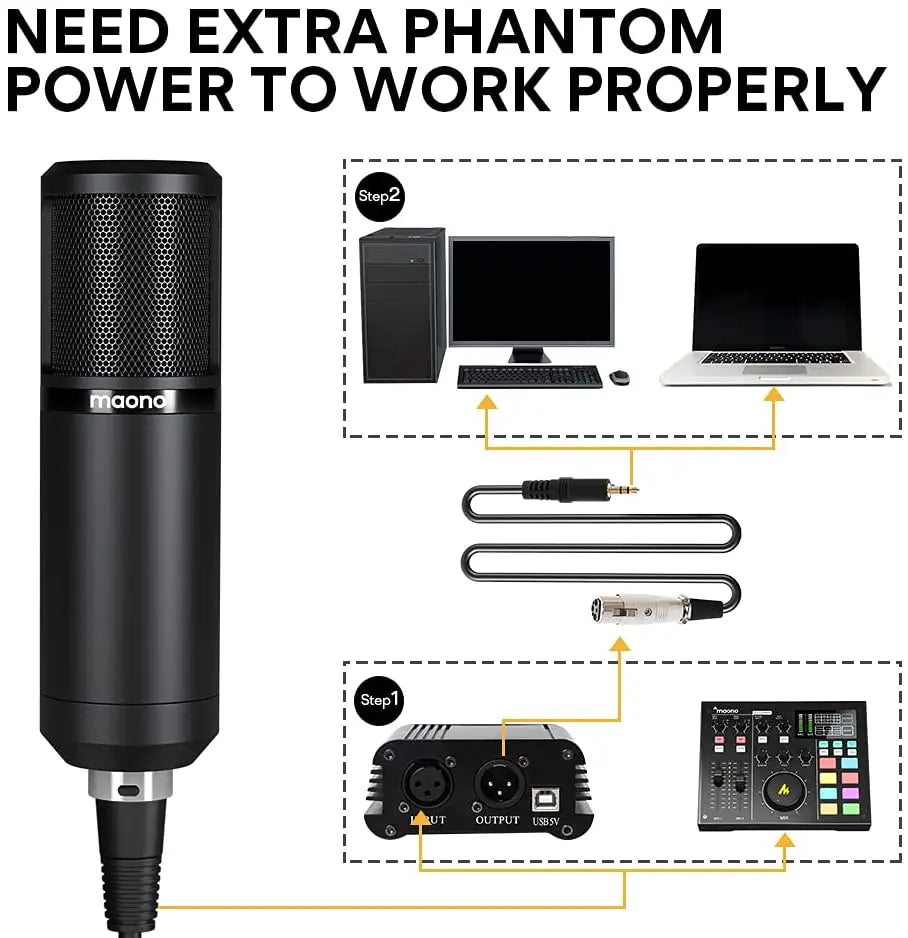 MAONO PM320S XLR Condenser Microphone Kit Professional Cardioid Vocal Studio Recording Mic for Streaming Voice Over Home-Studio