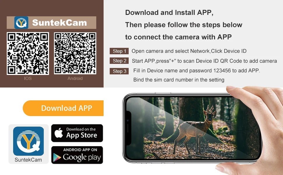 Suntekcam HC-801 Series APP Control 4G 20MP 1080P Hunting Trail Camera Wireless Wildlife Cameras 0.3S Trigger Night Vision