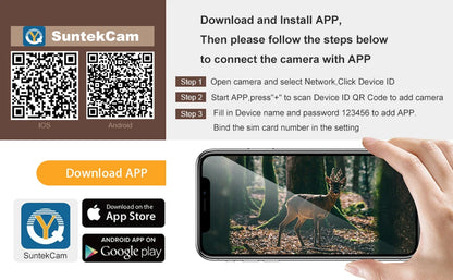 Suntekcam HC-801 Series APP Control 4G 20MP 1080P Hunting Trail Camera Wireless Wildlife Cameras 0.3S Trigger Night Vision