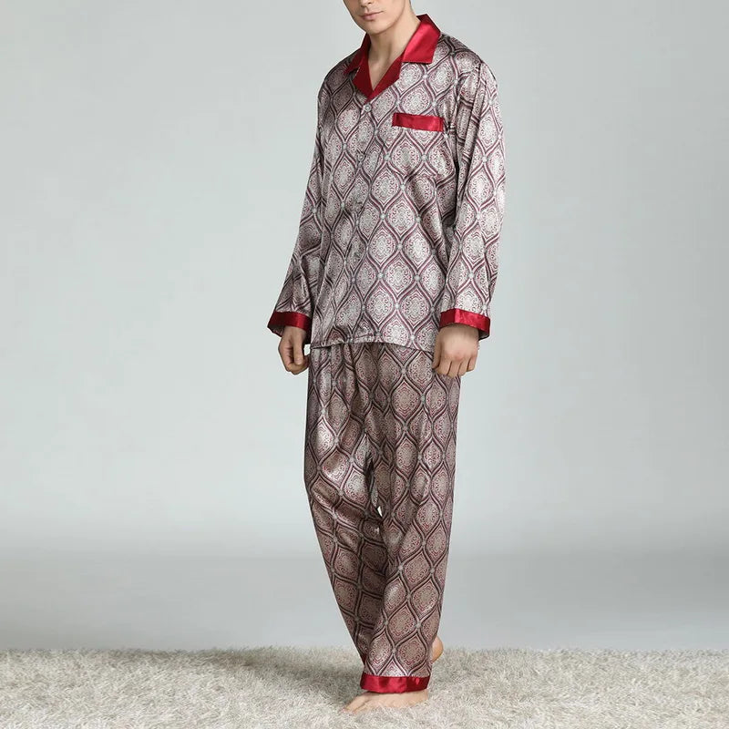 Herr Pyjamas Satinsiden – Lyxigt 2-delat Loungewear Set, 6 Motiv L–XXXL
