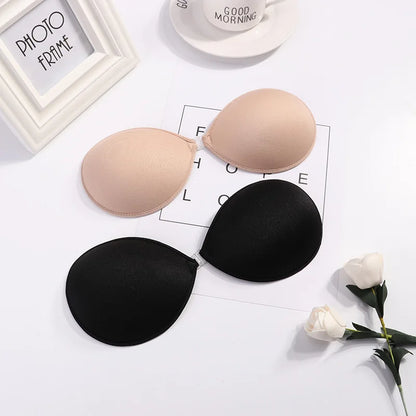 1/2Pcs Sexy Women Invisible Push Up Bras Reusable Adhesive Self-Adhesive Silicone Front Closure Sticky Bra Black Skin Strapless