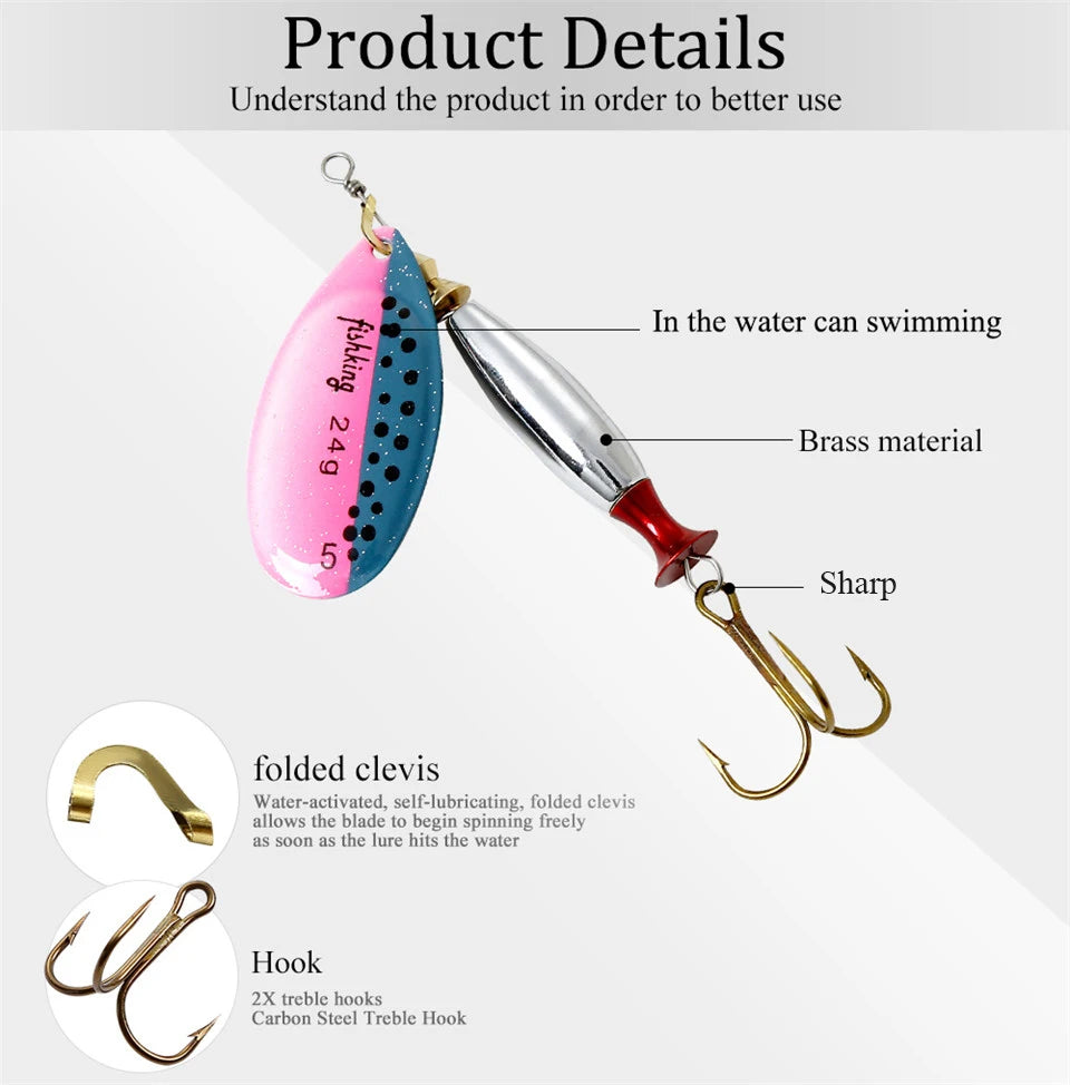NGB 1PC Long Cast 4#-18g 5#-24g Spinner Lure Bait Spoon Lures Pike Metal Fishing Lure Bass Hard Bait With Hooks