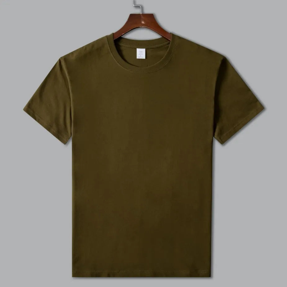 MRMT 2026 Brand New Man's 220g Pure Cotton T Shirt Men Man Solid Color Short Sleeved Combed Cotton Round Neck Thickening
